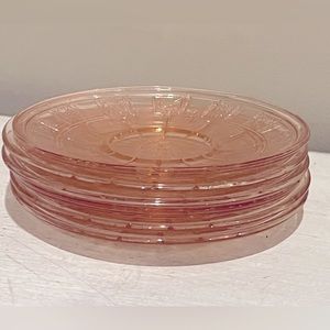 6 Jeanette Vtg Pink Depression Glass, Doric Pattern, 6” Saucers/Dessert Plates